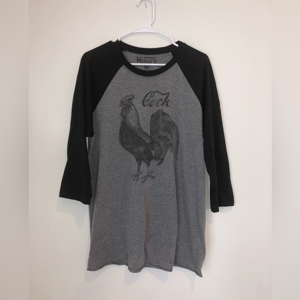 Misura C*ck XL 3/4 Sleeve Black and Gray Shirt